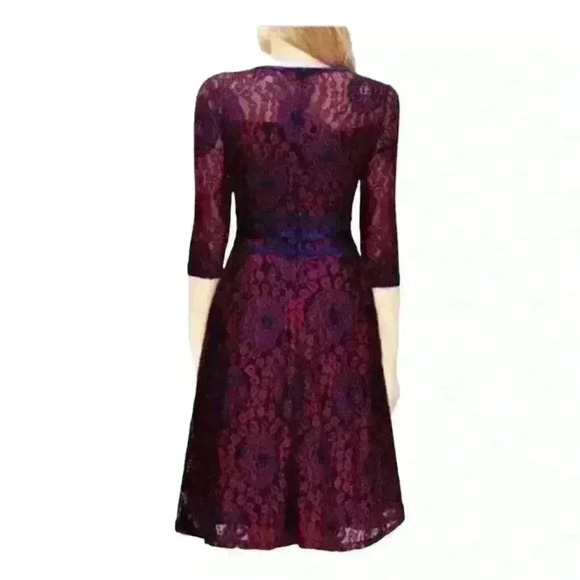 Miusol Magenta & Blue Fit and Flare Lace Dress Small - Picture 2 of 9